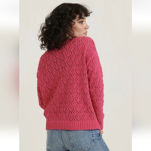 LUCKY BRAND Pink Pointelle Chenille Sweater (L) - Picture 7 of 7
